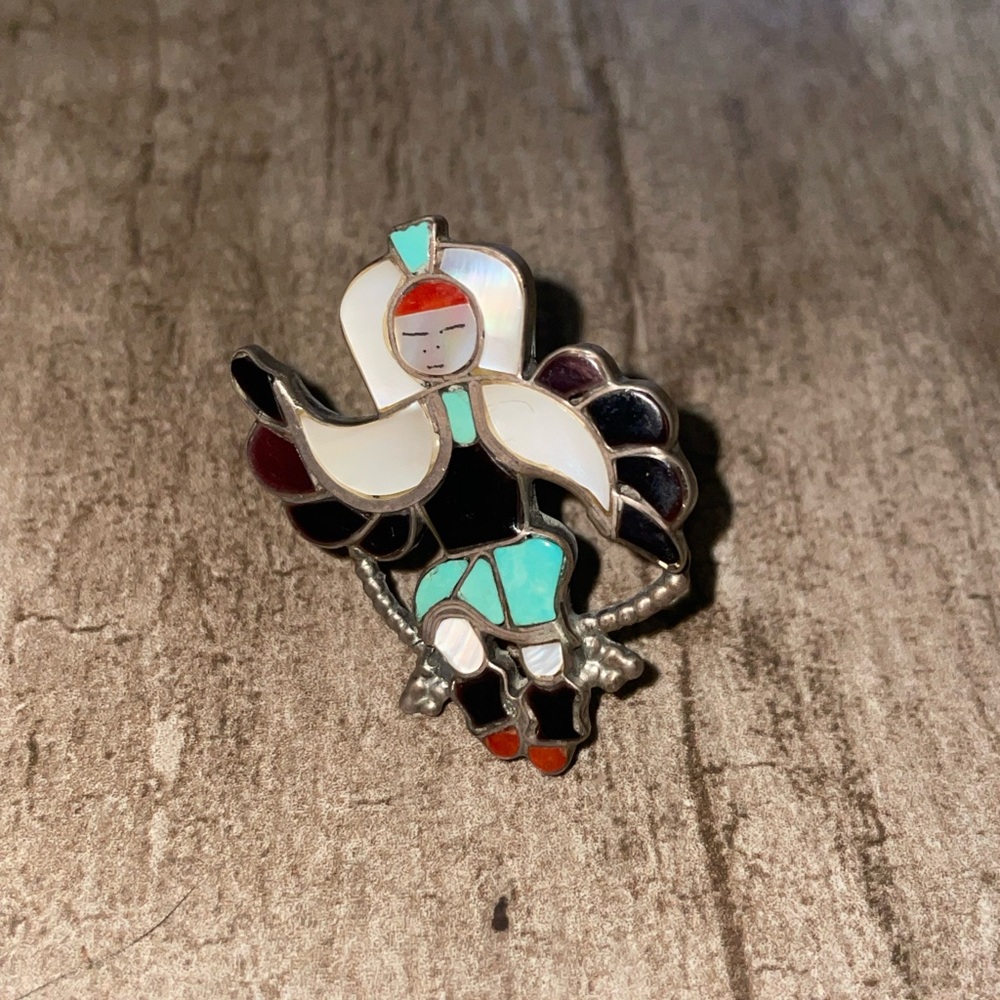 Hopi Kachina Eagle Dancer Ring, Size 7